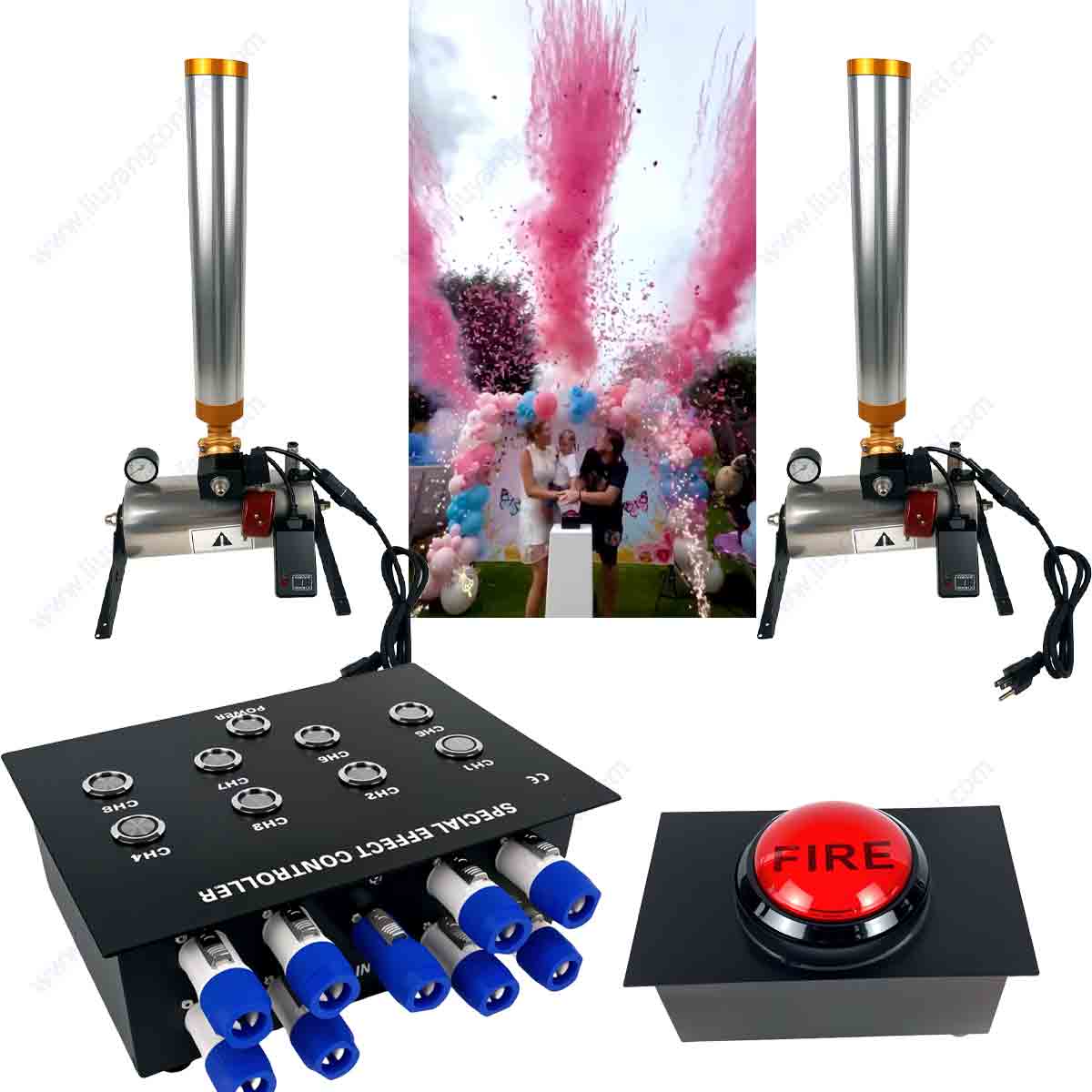 Confetti Cannon Tube - Gender Reveal Smoke 8-way Power Connection
