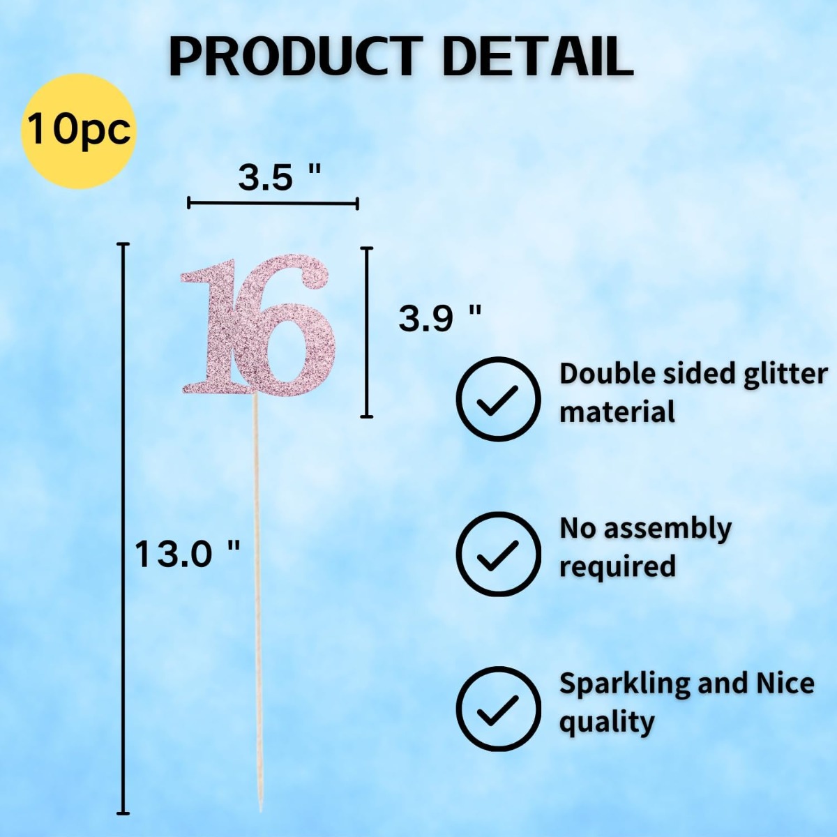 10-Pack Double Sided Glitter 1 - огляд і ціна Centerpiece Stick